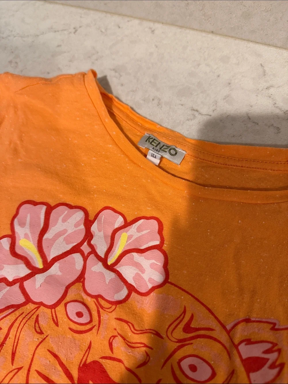 Kenzo Orange Kids Tiger Floral Logo Tee
